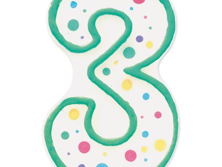 WILTON - Polka Dot Numeral Candle, 3-Inch by 1.5-Inch, No. 3 Green - 1 Candle Discount