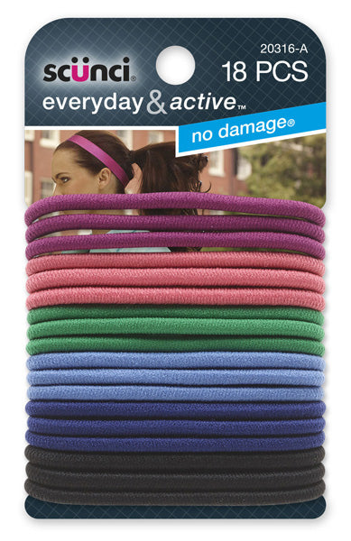 SCUNCI - Everyday and Active No Damage Hair Elastics - 18 Pack Online Sale