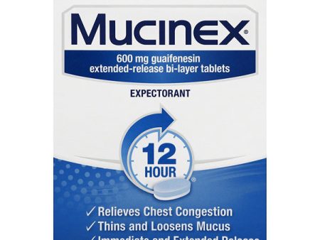 MUCINEX - 12-Hour Chest Congestion Expectorant - 20 Tablets Cheap